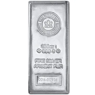 100 oz Royal Canadian Mint Silver Bars (.9999)